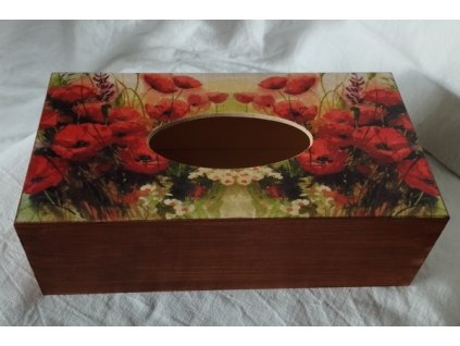 Krabice na papírové kapesníky - Vlčí máky s hnědou