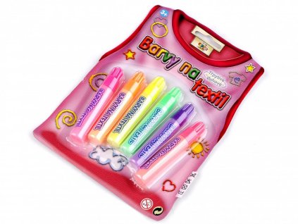 Fixy na textil perleťové duhové mix barev 1 sada 6ks