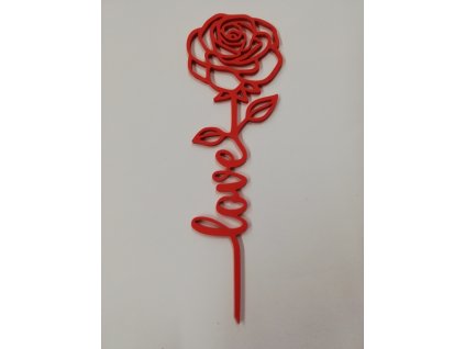 Růžička velká výtisk 3D 24 x 8 cm červená