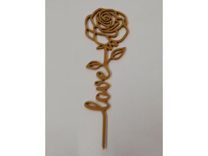 Růžička velká výtisk 3D 24 x 8 cm zlatá