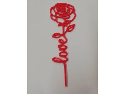 Růžička velká výtisk 3D 24 x 8 cm růžová