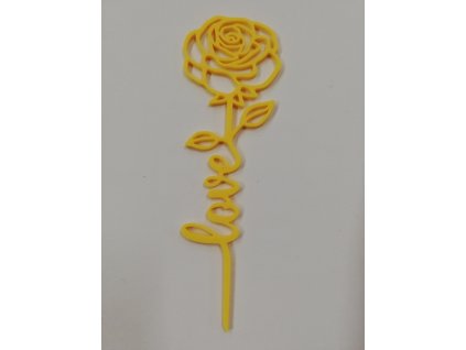 Růžička malá výtisk 3D 14 x 4,5 cm žlutá