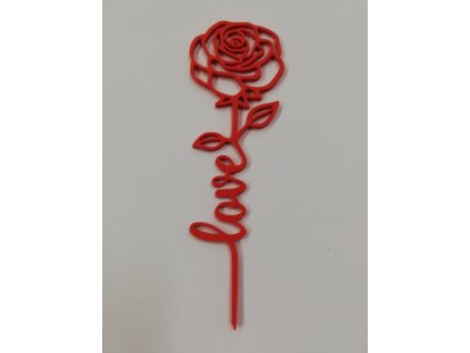 Růžička malá výtisk 3D 14 x 4,5 cm červená