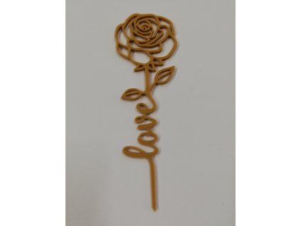 Růžička malá výtisk 3D 14 x 4,5 cm zlatá