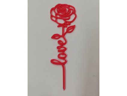 Růžička malá výtisk 3D 14 x 4,5 cm růžová