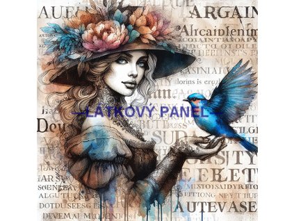 Látkový panel - Dáma s ptáčkem - DZ-92