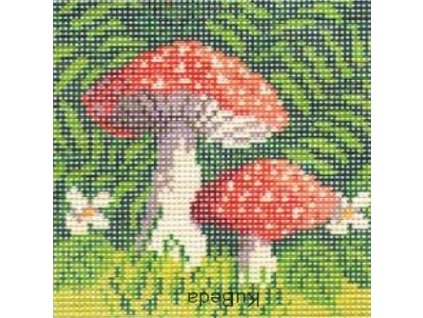Tištěná předloha pro výšivku 15 x 15 cm Muchomůrky