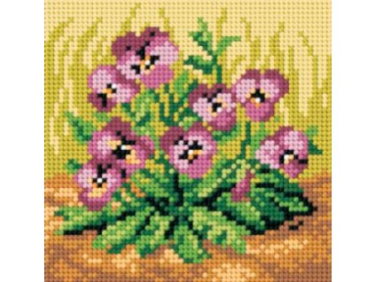 Tištěná předloha pro výšivku 15 x 15 cm Fialky