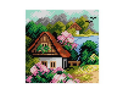 Tištěná předloha pro výšivku 15 x 15 cm Jarní dům