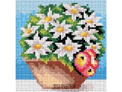 Tištěná předloha pro výšivku 15 x 15 cm Bílé květiny