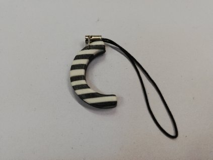 Fimo přívěsek na mobil písmeno C černobílý 2,5 cm