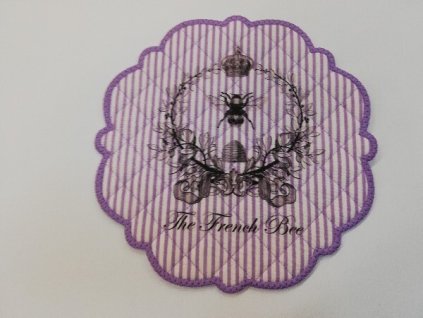 Textilní prostírání na stůl kulaté 20cm fialové včela