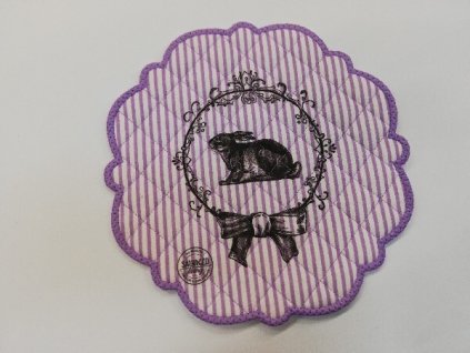 Textilní prostírání na stůl kulaté 20cm fialové králík