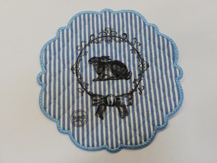 Textilní prostírání na stůl kulaté 20cm modré králík