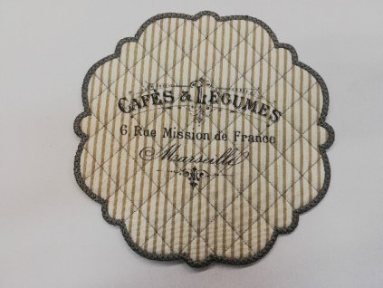 Textilní prostírání na stůl kulaté 20cm šedé café´s & L écumes