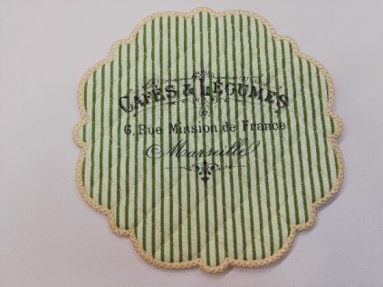 Textilní prostírání na stůl kulaté 20cm zelené Caféa & L écumes