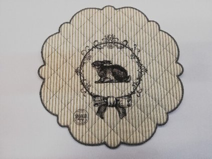 Textilní prostírání na stůl kulaté 30cm šedé králík