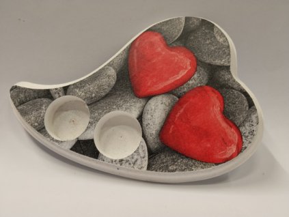 Dřevěný svícen na čajovou svíčku - srdce