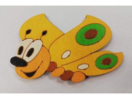 DoDo Dřevěná dekorační magnetka motýl žlutý