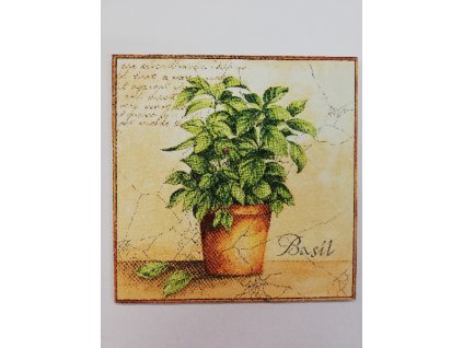 Obrázek na destičce 14,5 x 14,5 cm Bazalka