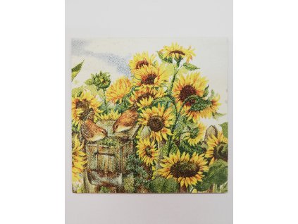 Obrázek na destičce 16 x 16 Slunečnice s ptáčky
