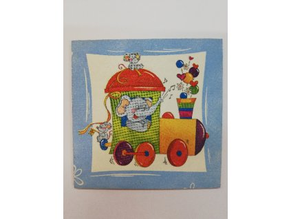 Obrázek na destičce 12 x 12 Vláček motoráček modrý