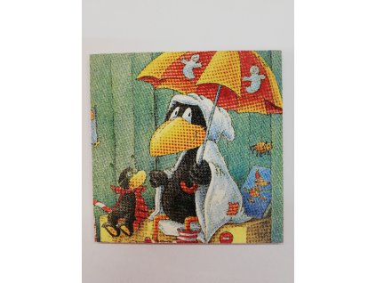 Obrázek na destičce 12 x 12 Vrána s deštníkem