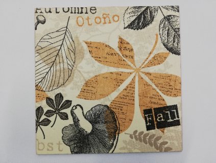 Obrázek na destičce 16 x 16 cm Hnědé listy