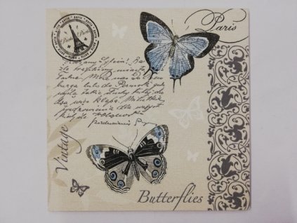 Obrázek na destičce 16 x 16 cm Motýli s písmem