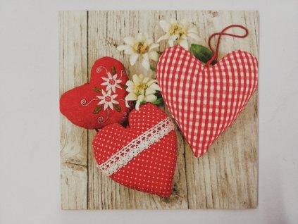 Obrázek na destičce 16 x 16 cm Červená srdce