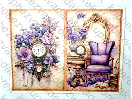 Obrázek na destičce 26 x 20 Křeslo a hodiny