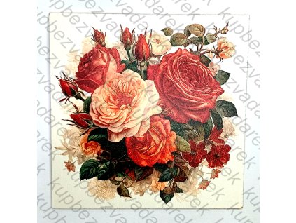 Obrázek na destičce 15 x 15 Kytice růží