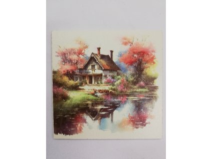 Obrázek na destičce 15 x 15 chata u jezera 1