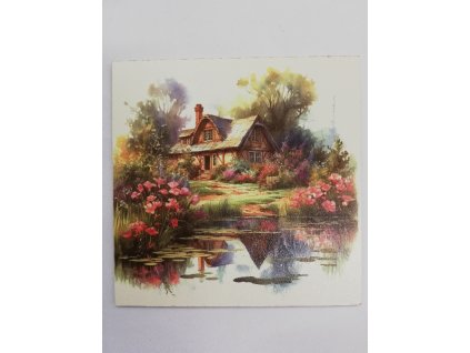 Obrázek na destičce 15 x 15 chata u jezera 2