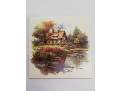 Obrázek na destičce 15 x 15 chata u jezera 8