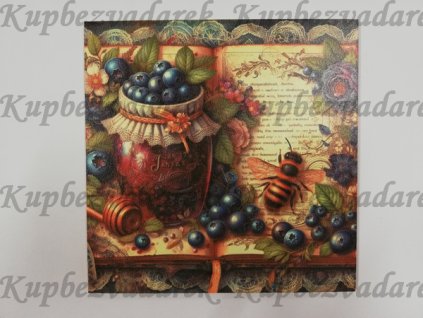 Obrázek na destičce 15 x 15 cm Zavařeniny, ovoce, vintage2