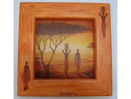 Obrázek dřevěný malovaný rámeček 19 x 19 cm Amazonky