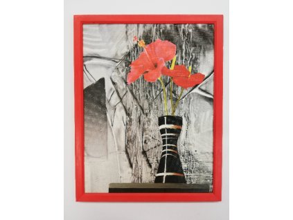 Obrázek dřevěný malovaný rámeček 24 x 30 cm Kala ve váze