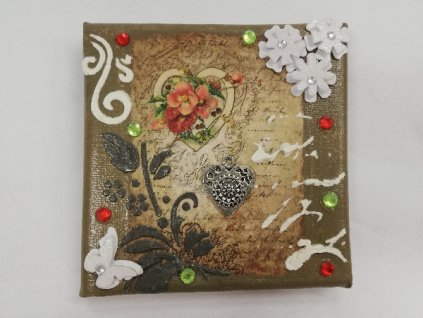 Obrázek na plátně zdobený světle hnědý srdíčko