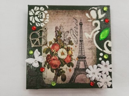 Obrázek na plátně zdobený tmavě zelený Paříž