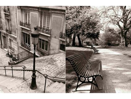 Sada 2x obraz na desce 30 x 24 cm Procházka