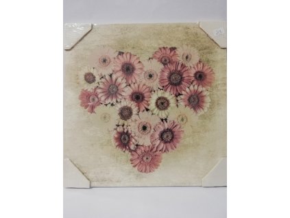 Obraz na desce 30 x 30 cm Srdce z gerber