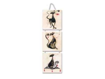 Závěsný trio obraz na desce Kočky