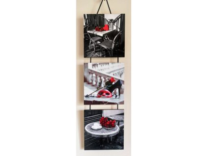 Závěsný trio obraz na desce Červené růže