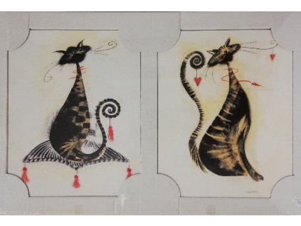 Sada 2x obraz na desce 24 x 30 cm Kočky