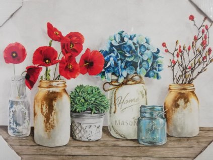 Obraz na desce 40 x 30 cm Květiny na stole