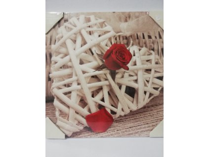 Obraz na desce 30 x 30 cm Srdce z proutí