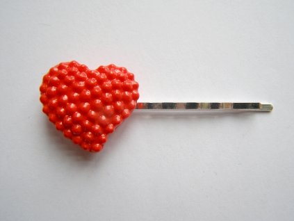 Fimo sponka do vlasů srdce červená