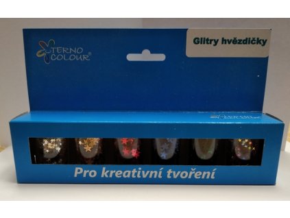 Sada glitry hvězdičky pro tvoření 6ks základních barev