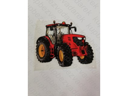 Nažehlovací obrázek na folii Traktor červený 8,5 x 10,5 cm
